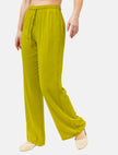 GREEN TINSIL WIDE LEG 1/2 ELASTIC WAIST PANTS S24135