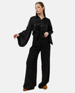 BLACK SATIN PLAIN CLASSIC BLOUSE S24046