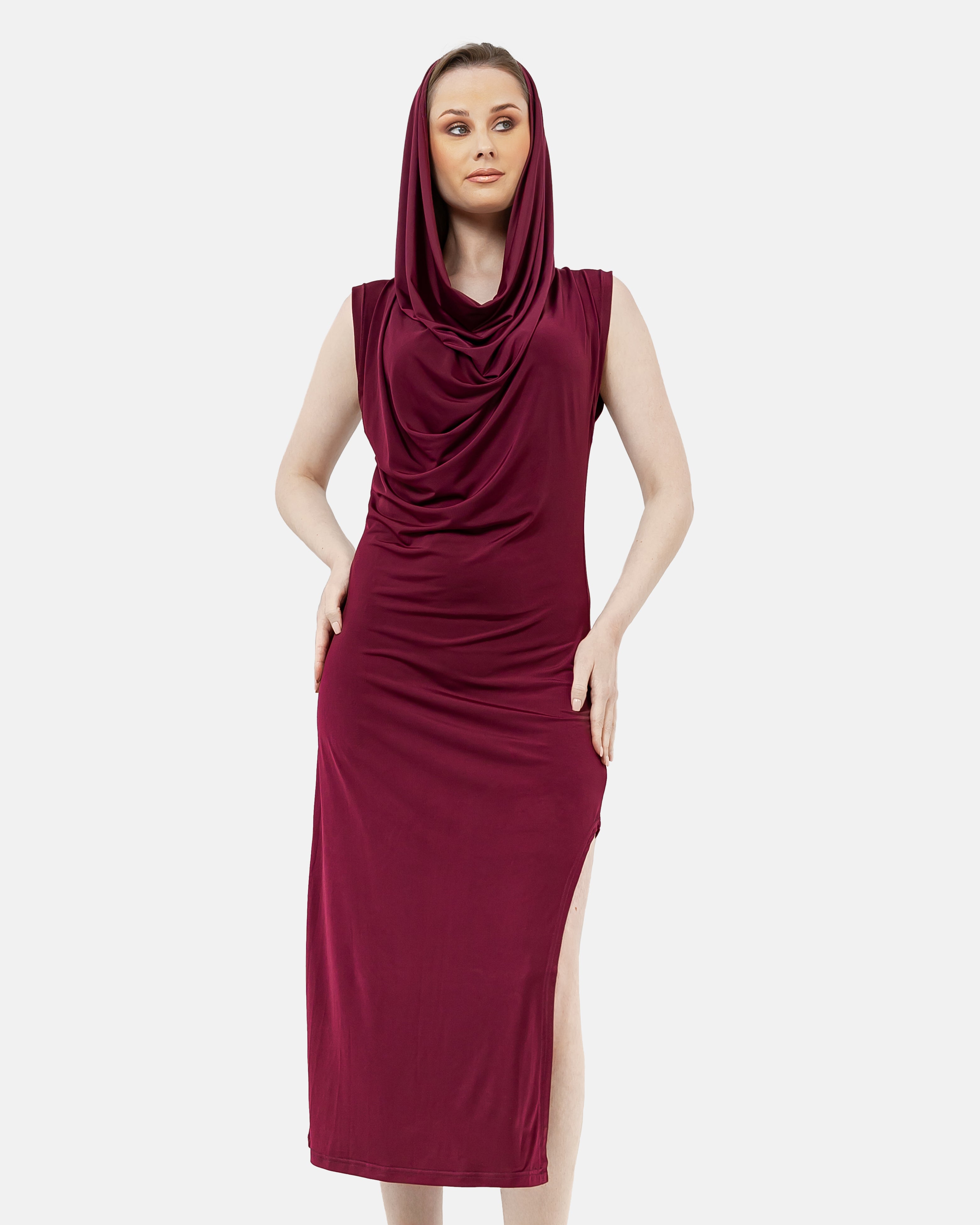 Burgundy Hoodie Dress S24157