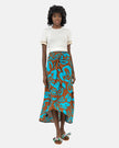 BROWN Linen PRINTED LONG SKIRT S24020