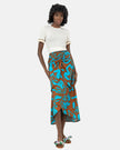 BROWN Linen PRINTED LONG SKIRT S24020