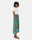 BROWN Linen PRINTED LONG SKIRT S24020