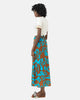 BROWN Linen PRINTED LONG SKIRT S24020