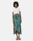 BROWN Linen PRINTED LONG SKIRT S24020