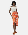 ORANGE SATIN PRINTED SKIRT S24085