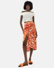 ORANGE SATIN PRINTED SKIRT S24085