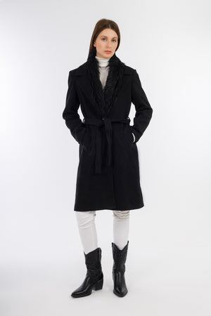 Black Featherly Coat -w23047