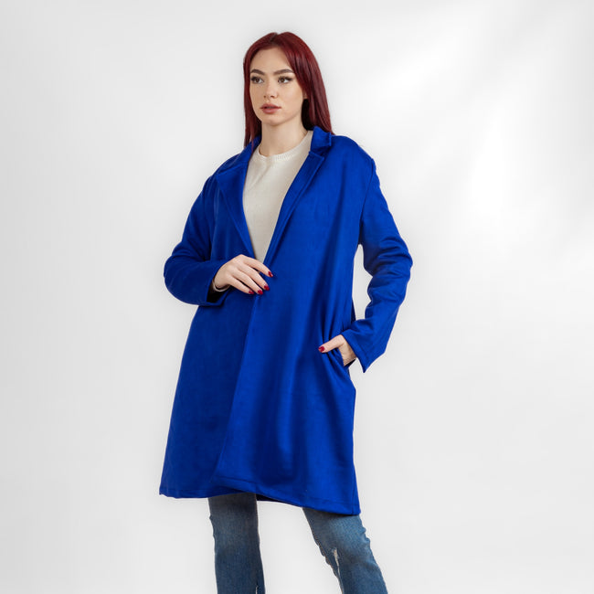 Royal Suede Open Coat With Colar W23014