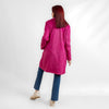 Fuchsia suede open coat with collar w23014