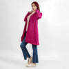 Fuchsia suede open coat with collar w23014