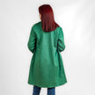 Green suede open coat with collar w23014