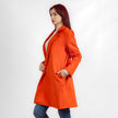 Orange Suede Open Coat With Colar W23014