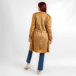 Beige suede open coat with collar w23018