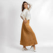 Camel suede long skirt w23007