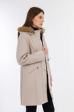 Beige Hoodie Wild Weave Coat -W24001