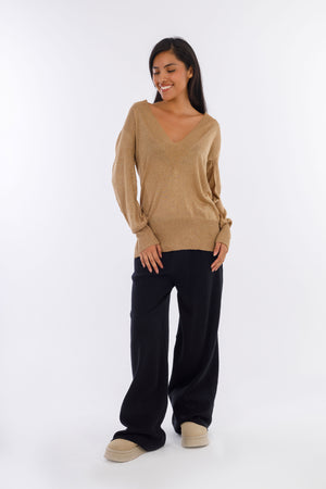 Shimmery Breeze V-neck Pullover-W24003