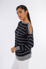 Black Shoulder-Pop Round-neck Pullover-W24008