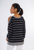 Black Shoulder-Pop Round-neck Pullover-W24008