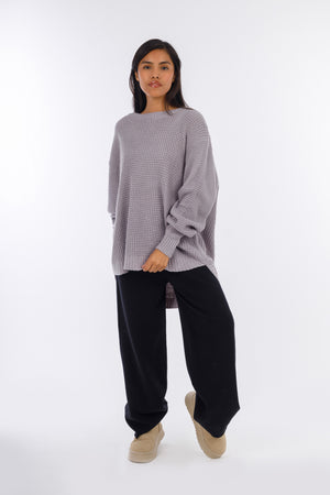 Grey Getcozy Round-neck Pullover-W24009