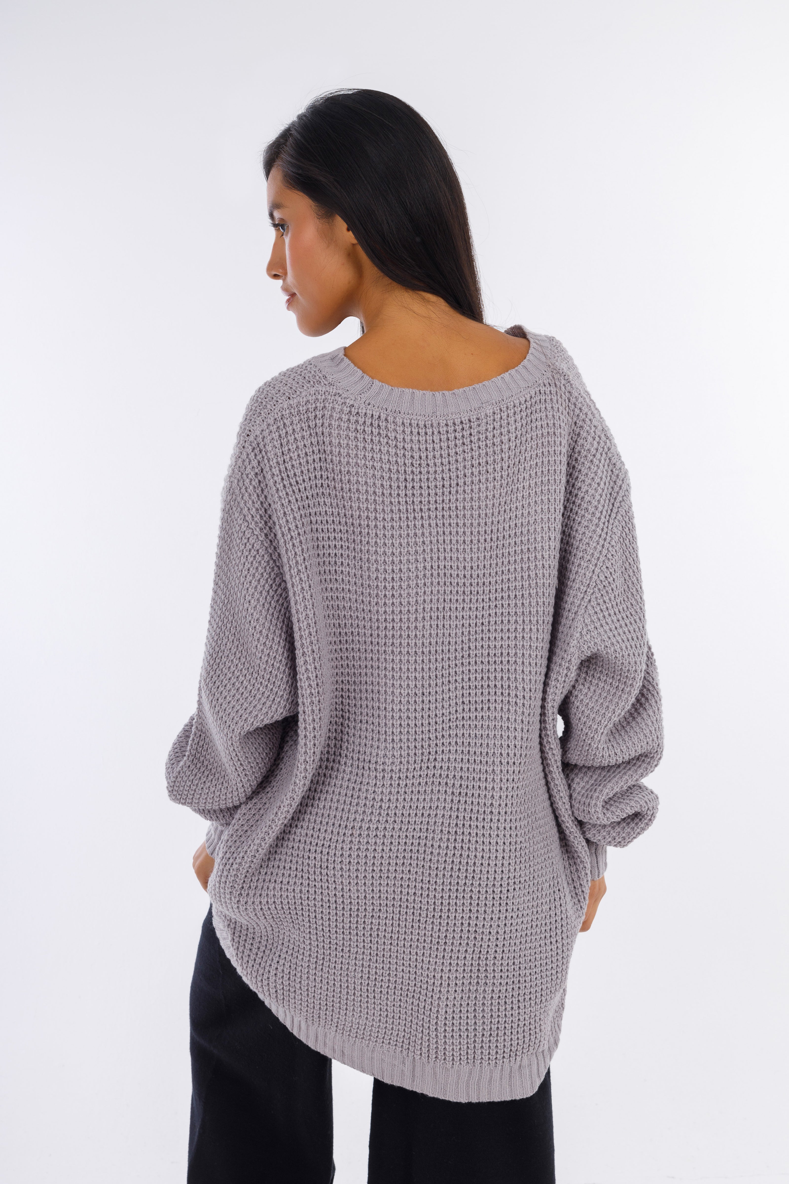 Grey Getcozy Round-neck Pullover-W24009