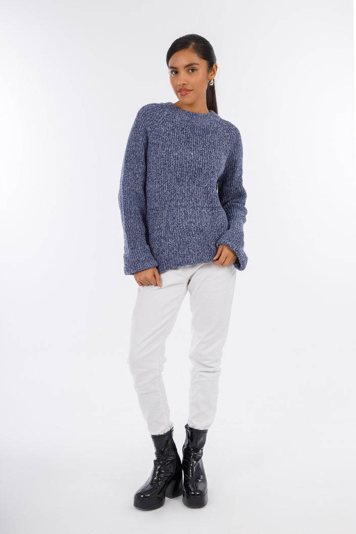 Blue Knit-it Round-neck Pullover-W24018