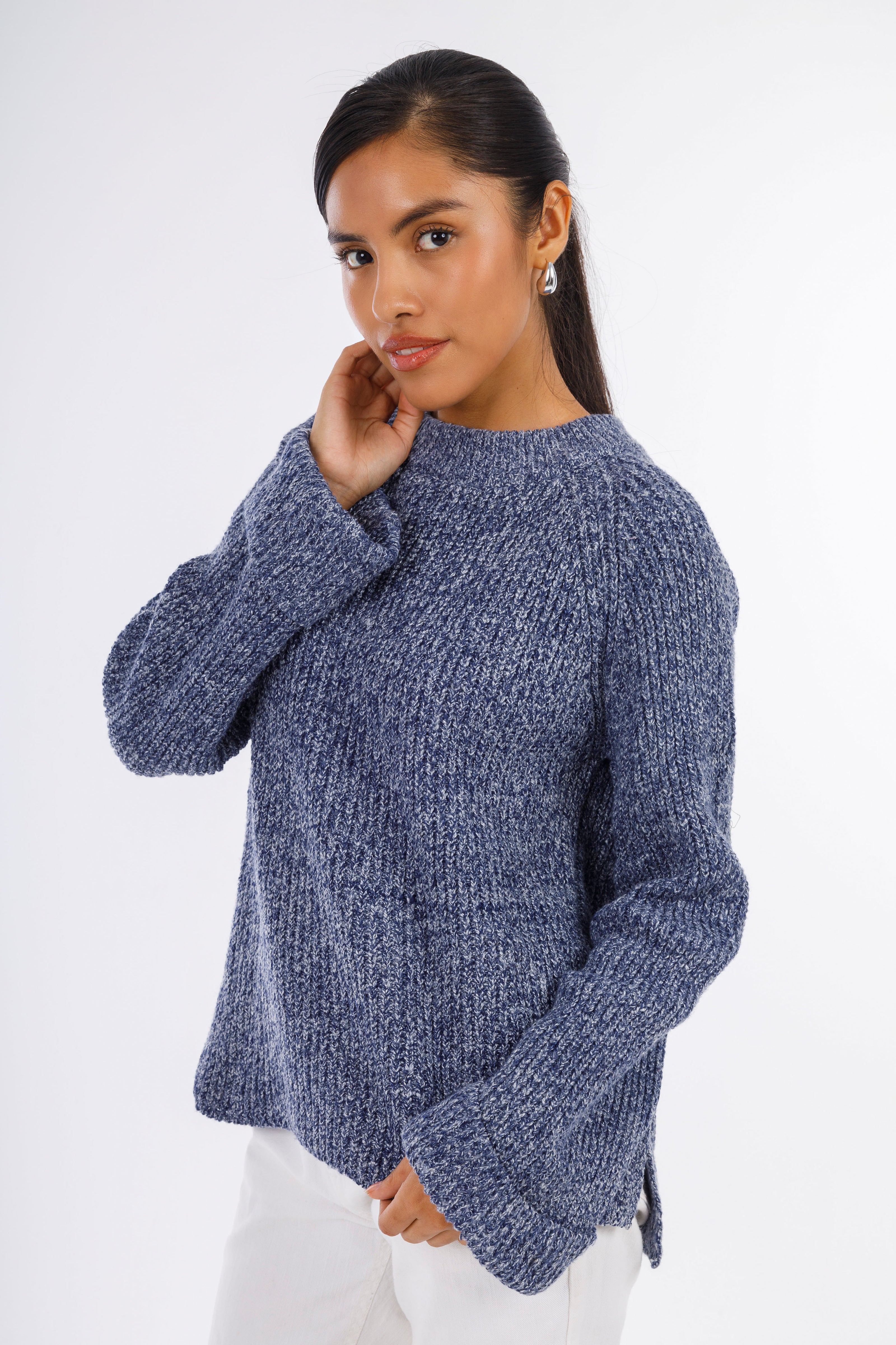 Blue Knit-it Round-neck Pullover-W24018