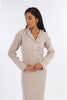 Coffee Hooded-Haven V-neck DRESS-w24027