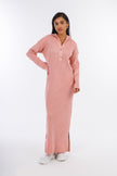 Pink Hooded-Haven V-neck Dress-w24027