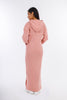 Pink Hooded-Haven V-neck Dress-w24027