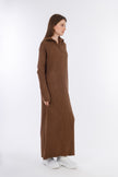 Brown Hooded-Haven V-neck DRESS-w24028