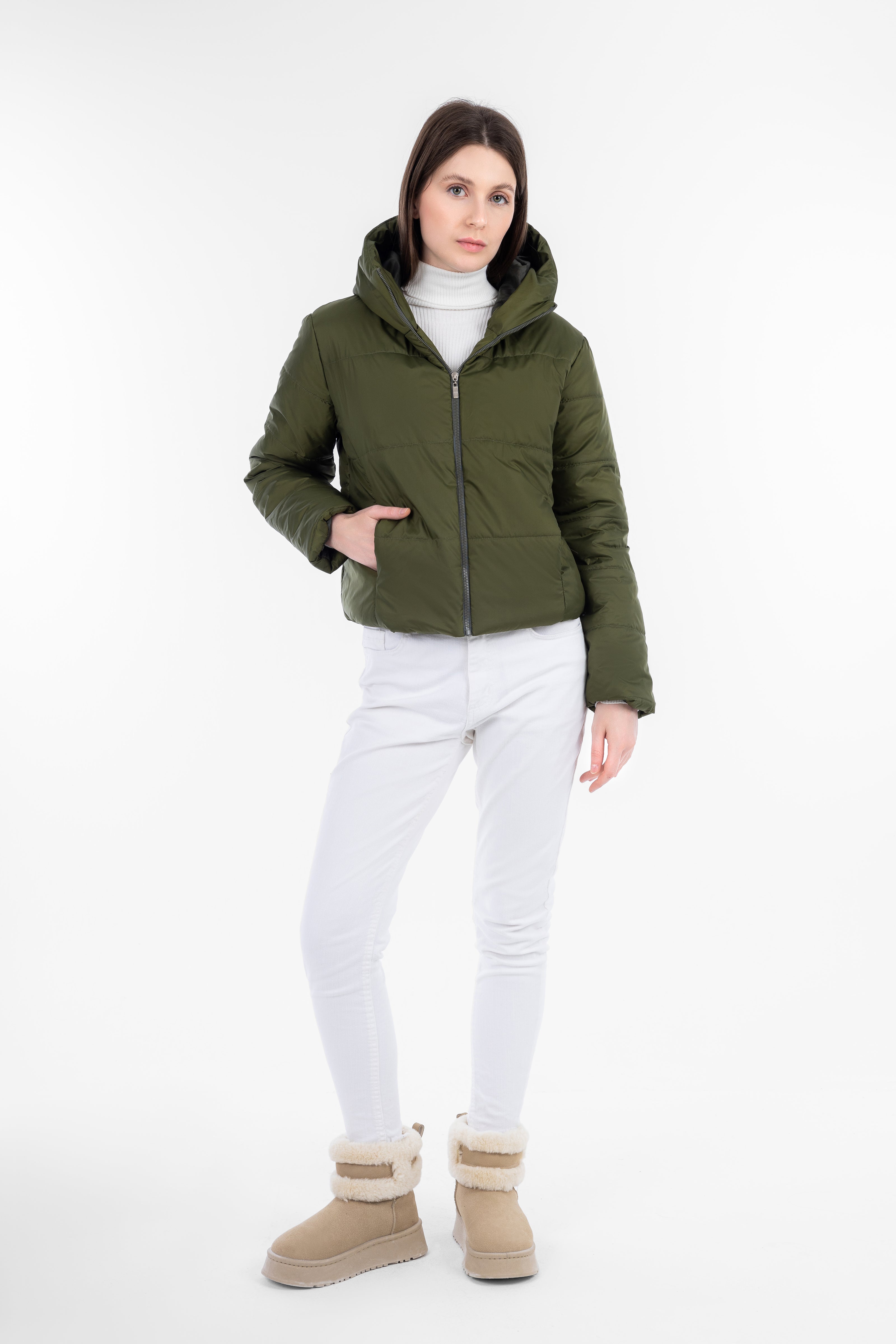 Olive Hoodie Boo-Bear Jacket -W24036