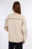 Beige Basic Crew Neck Sweatshirt-w24043