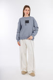 Grey Basic Crew Neck Sweatshirt-w24043