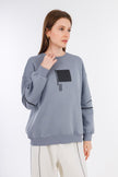 Grey Basic Crew Neck Sweatshirt-w24043