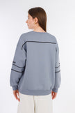 Grey Basic Crew Neck Sweatshirt-w24043