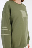 Olive Basic Crew Neck Sweatshirt-w24043