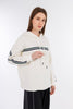 White Hoodie Sweat Shirt Chest & Sleeves Tape-w24045