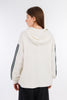 White Hoodie Sweat Shirt Chest & Sleeves Tape-w24045