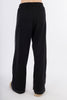 Black Wide Leg Melton Pants Elastic Waist-W24046