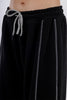 Black Wide Leg Melton Pants Elastic Waist-W24046