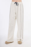 Off Whit Wide Leg Melton Pants Elastic Waist-W24046