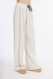 Off Whit Wide Leg Melton Pants Elastic Waist-W24046