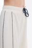 Off Whit Wide Leg Melton Pants Elastic Waist-W24046