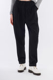 Black Normal Leg Stripped Pants-W24052