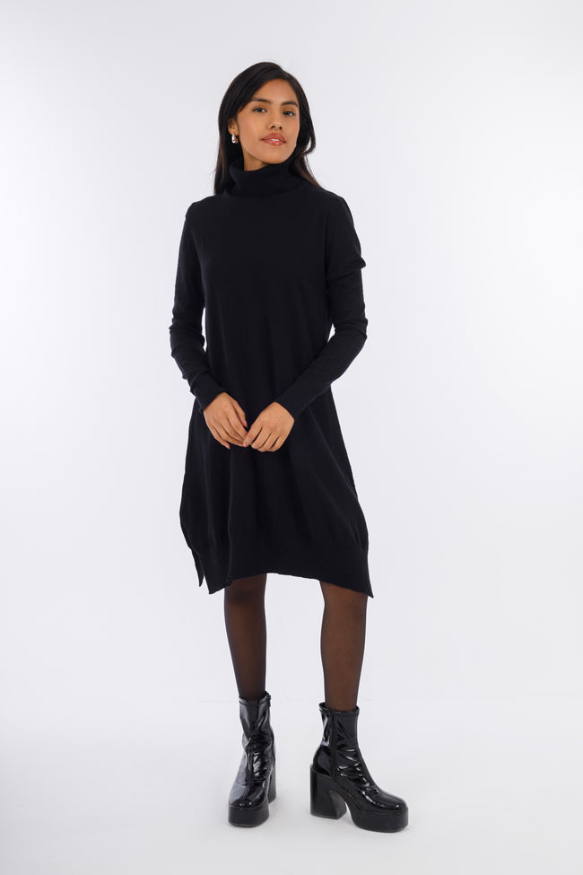 Black Everyday Turtle-neck Dress-W24057