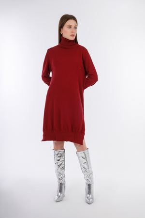 Red Everyday Turtle-neck Dress -W24057