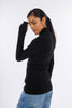 Black Finger-Cut Turtle-neck Pullover-W24066