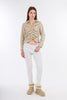 Beige Short Leather Elastic Blouse-W24078