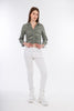 Mint Short Leather Elastic Blouse-W24078