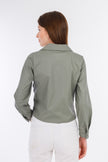 Mint Short Leather Elastic Blouse-W24078